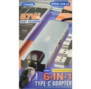 Yookie HUB02 Adapter 87W 6IN1_ BLACK