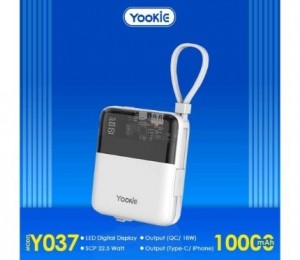Yookie fast Power Bank 22.5W with led display YO37 10000 MAH White