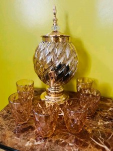 إبريق زجاجي مزخرف سعة 4 لتر + 6 كاسات