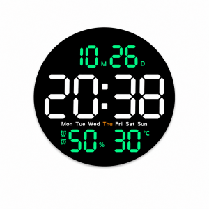 ساعة حائط دائرية رقمية مع منبهين وجهاز تحكم Wall Clock DS-5501
