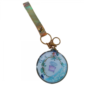 مرآة صغيرة مزدوجة قابلة للفتح مرفقة بسلسلة مفاتيح