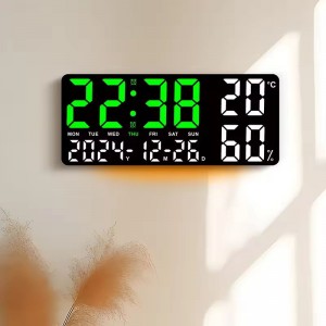 ساعة حائط رقمية مسطيلة مع مقياس رطوبة Large Digital Wall Clock LED Table Clock
